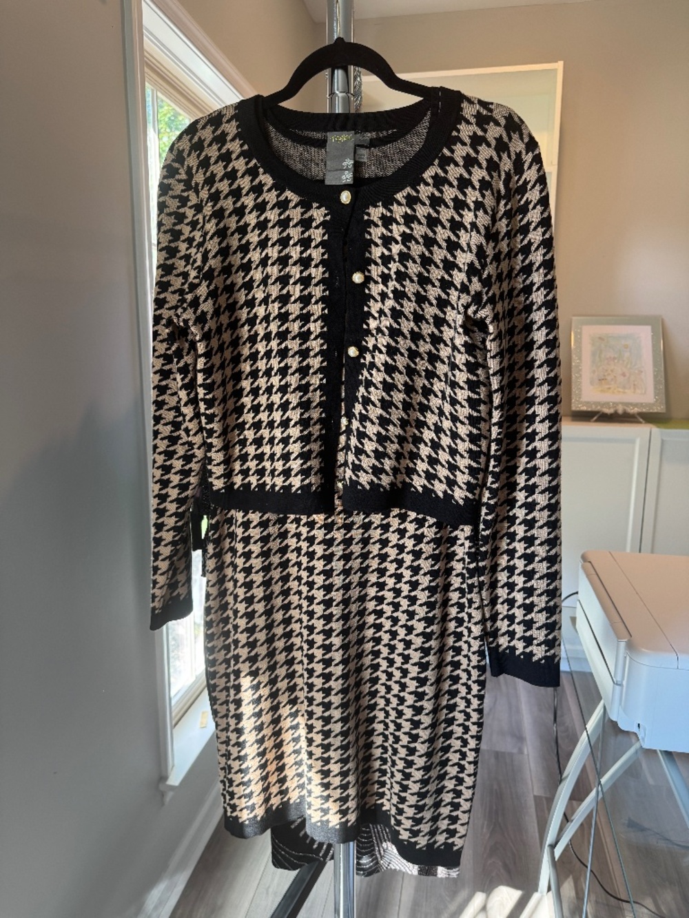 Work Attire Dress/ Cardigan Matching Set- Size Large